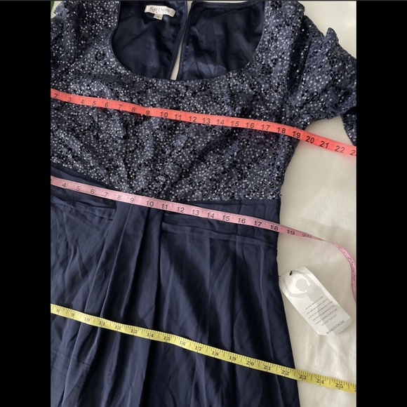 NWD Kay Unger Sequin Lace & Silk Chiffon Gown Navy‎ - Picture 12 of 12